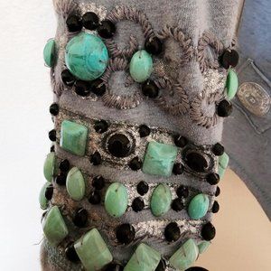 Double D Ranchwear Hankerchief Hem Tunic and Beaded Stones on Sleeves  Size S